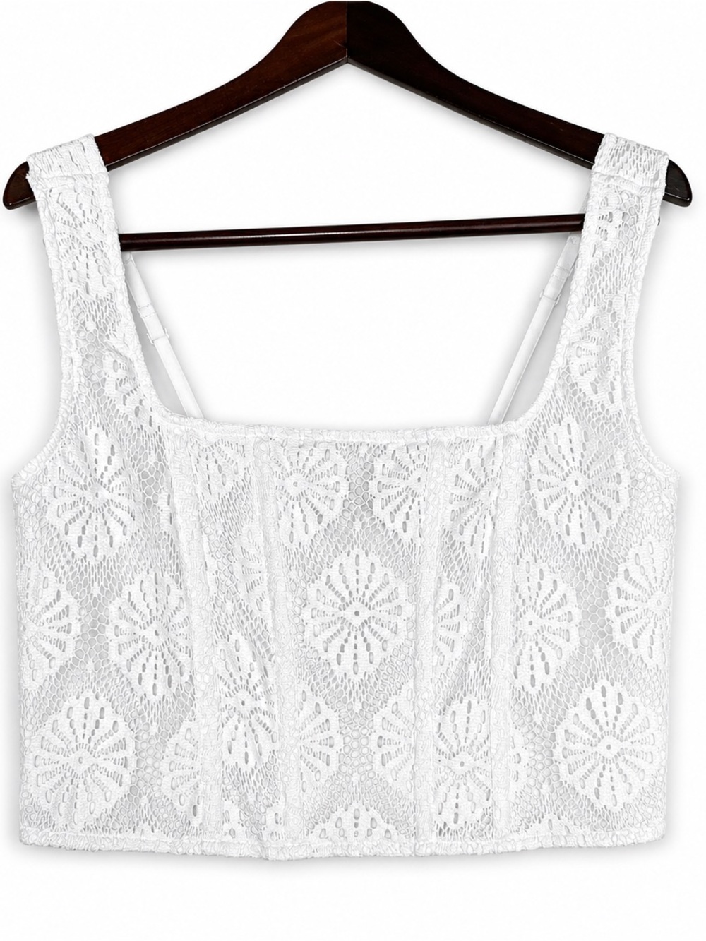 American Eagle White Lace Corset Crop Top Boned Bustier L